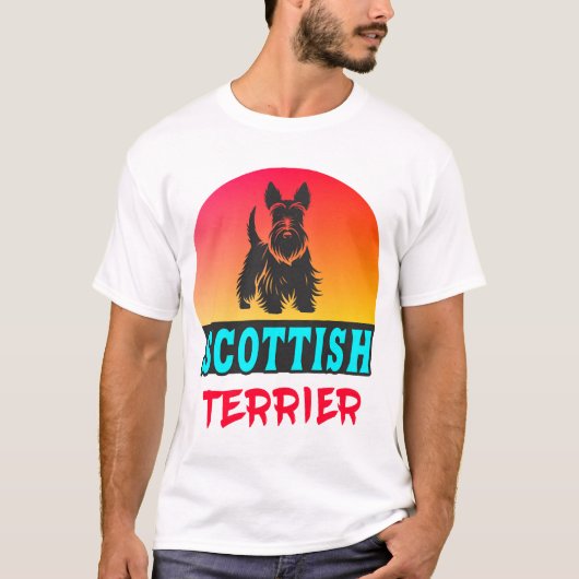 スコティッシュテリアのビンテージ デザイン Tシャツ (正面)