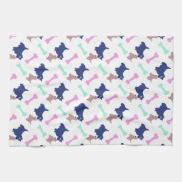 スコティッシュテリアのボーン選択カラー犬のタオル2 キッチンタオル