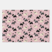 スコティッシュテリアの前足とボーンズレッドブルーピンク ラッピングペーパーシート (正面3)