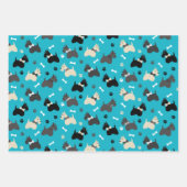 スコティッシュテリアの前足とボーンズレッドブルーピンク ラッピングペーパーシート (正面2)