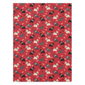 スコティッシュテリアの前足とボーンズレッド テーブルクロス (正面)