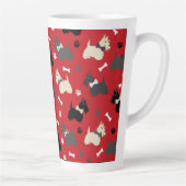 スコティッシュテリアの前足と骨の赤 カフェラテマグ (右)