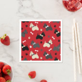 スコティッシュテリアの前足と骨の赤 スタンダードカクテルナプキン (インサイチュ)