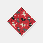 スコティッシュテリアの前足と骨の赤 スタンダードカクテルナプキン (角)