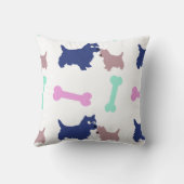 スコティッシュテリアの子犬の骨はカラーピローを選択 クッション (裏面)