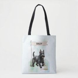 スコティッシュテリアの水彩画 オーダーメイドの犬グッズ トートバッグ