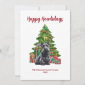 スコティッシュテリアの犬家族のクリスマス シーズンカード (正面)