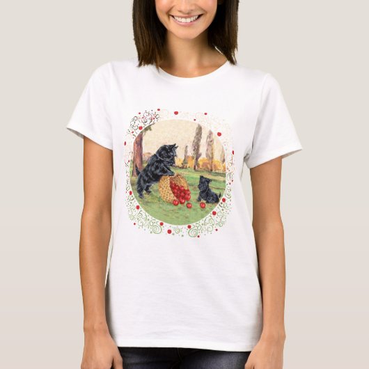 スコティッシュテリアの秋のデザイン Tシャツ (正面)