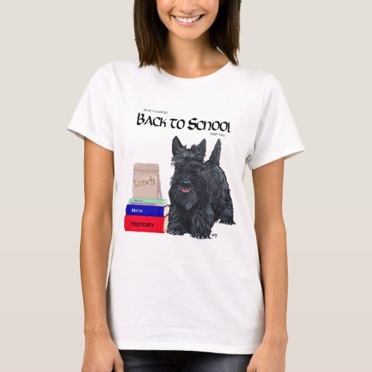 スコティッシュテリアの秋の季節デザイン Tシャツ (正面)