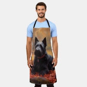 スコティッシュテリアイン紅葉秋インスパイア エプロン (着用した状態)