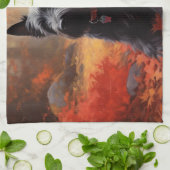 スコティッシュテリアイン紅葉秋インスパイア キッチンタオル (折り畳み)