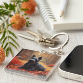 スコティッシュテリアイン紅葉秋インスパイア キーホルダー (正面右)