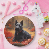 スコティッシュテリアイン紅葉秋インスパイア ペーパープレート (パーティー)