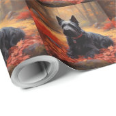 スコティッシュテリアイン紅葉秋インスパイア ラッピングペーパー (ロールコーナー)