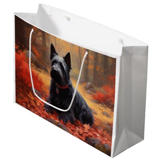 スコティッシュテリアイン紅葉秋インスパイア ラージペーパーバッグ (正面アングル)