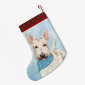スコティッシュテリアウィー絵画テンドッグオリジナルアート スモールクリスマスストッキング (裏面 (吊り時))