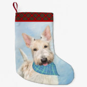 スコティッシュテリアウィー絵画テンドッグオリジナルアート スモールクリスマスストッキング (正面)