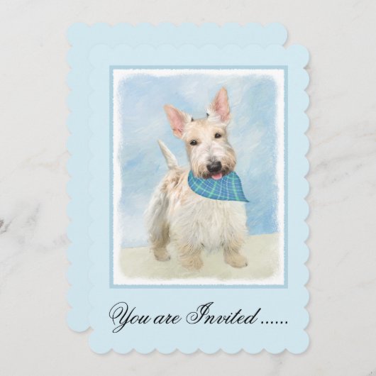 スコティッシュテリアウィー絵画テンドッグオリジナルアート 招待状 (正面/裏面)