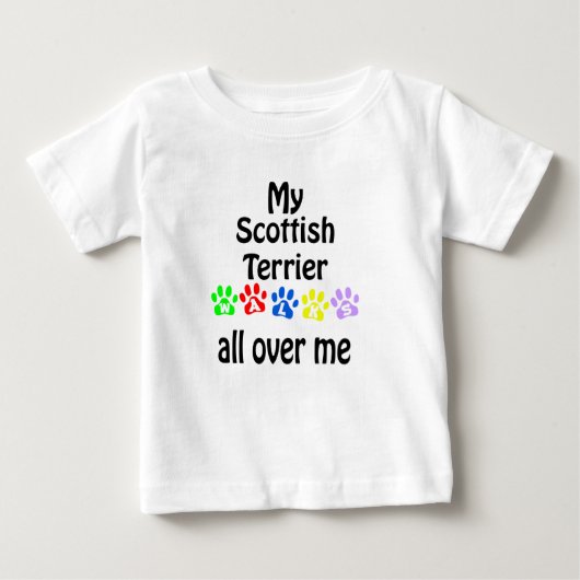 スコティッシュテリアウォークスデザイン ベビーTシャツ (正面)