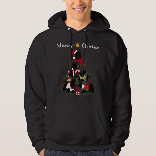 スコティッシュテリアクリスマスツリークリスマスドッグ恋人 パーカ (正面)
