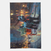 スコティッシュテリアクリスマスフェスティバルシーズン キッチンタオル (縦)