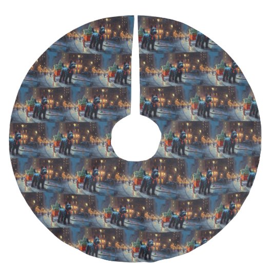 スコティッシュテリアクリスマスフェスティバルシーズン ブラッシュドポリエステルツリースカート (正面)