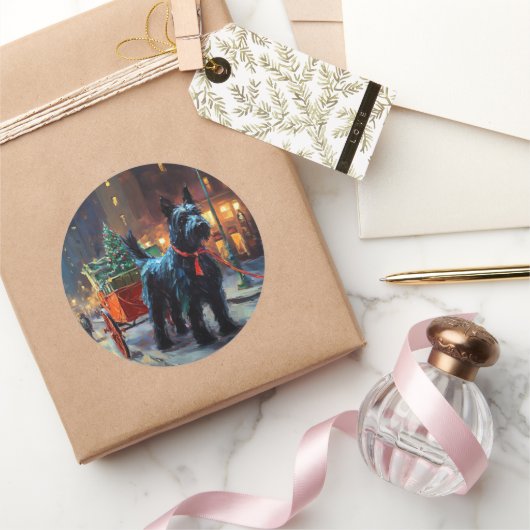 スコティッシュテリアクリスマスフェスティバルシーズン ラウンドシール (ギフト)