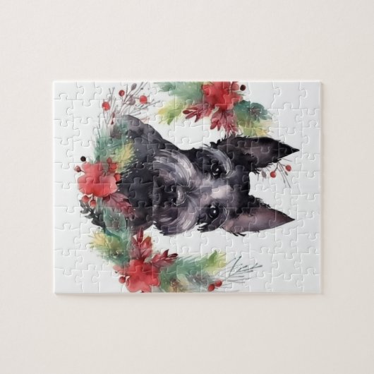 スコティッシュテリアクリスマスリースフェスティバルカップ ジグソーパズル (横)
