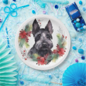 スコティッシュテリアクリスマスリースフェスティバルカップ ペーパープレート (パーティー)