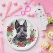 スコティッシュテリアクリスマスリースフェスティバルカップ ペーパープレート (パーティー)