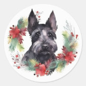 スコティッシュテリアクリスマスリースフェスティバルカップ ラウンドシール (正面)