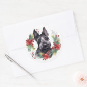 スコティッシュテリアクリスマスリースフェスティバルカップ ラウンドシール (封筒)