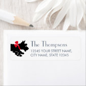 スコティッシュテリアクリスマスレッドボウホワイトリターン ラベル (インサイチュ)