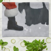 スコティッシュテリアクリスマス キッチンタオル (折り畳み)