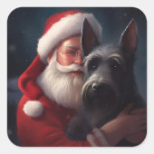 スコティッシュテリアサンタクロースフェスティバルクリスマス スクエアシール (正面)