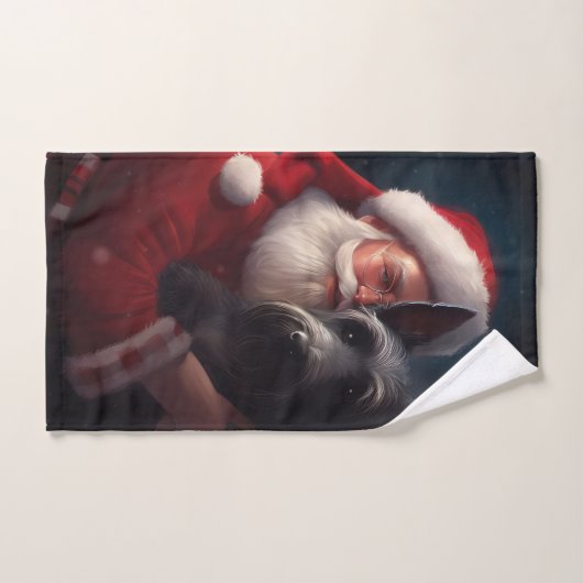スコティッシュテリアサンタクロースフェスティバルクリスマス バスタオルセット (ハンドタオル)