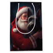 スコティッシュテリアサンタクロースフェスティバルクリスマス ミディアムペーパーバッグ (正面)