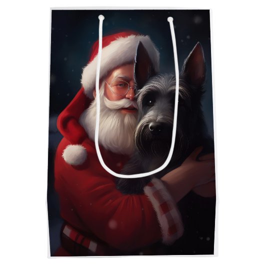 スコティッシュテリアサンタクロースフェスティバルクリスマス ミディアムペーパーバッグ (裏面)