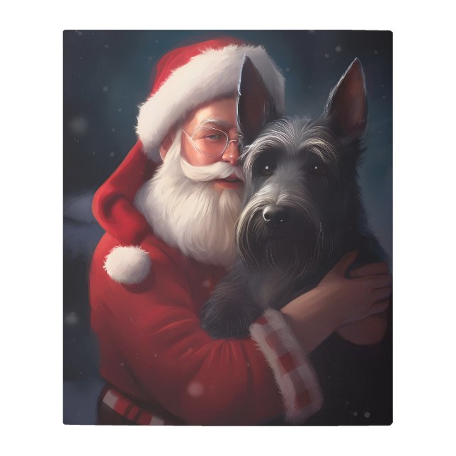 スコティッシュテリアサンタクロースフェスティバルクリスマス メタルプリント (正面)