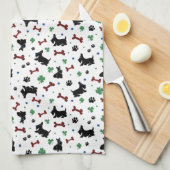 スコティッシュテリアシャームロックおもしろいドッグデザイン キッチンタオル (四つ折り)