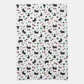 スコティッシュテリアシャームロックおもしろいドッグデザイン キッチンタオル (縦)