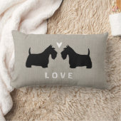 スコティッシュテリアシルエットハートと文字 ランバークッション (ブランケット)
