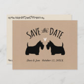 スコティッシュテリアシルエット結婚式の日付を保存 案内ポストカード (正面/裏面)