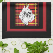 スコティッシュテリアズティータオル キッチンタオル (折り畳み)