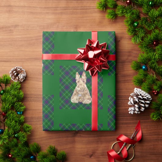 スコティッシュテリアタータンチェック ラッピングペーパー (クリスマスギフト)