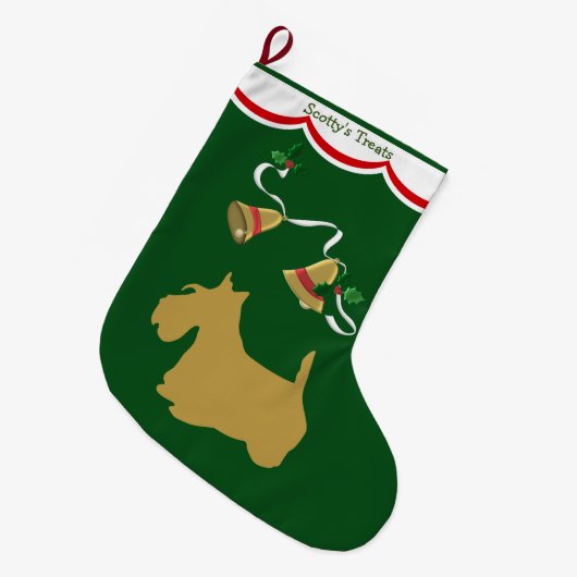 スコティッシュテリアトリート ラージクリスマスストッキング (正面 (吊り時))
