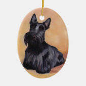 スコティッシュテリアドッグアートオーナメントオーバル セラミックオーナメント (正面)
