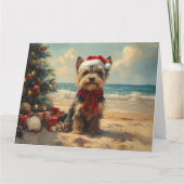 スコティッシュテリアドッグクリスマスヴィンテージビーチ カード (正面)