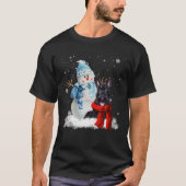 スコティッシュテリアドッグクリスマス雪だるまクリスマスP Tシャツ (正面)