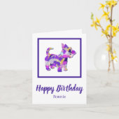 スコティッシュテリアドッグシルエット可愛いパープルPY&B カード (黄色い花)